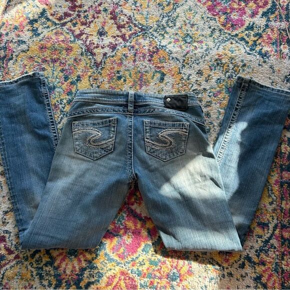 y2k low rise medium wash contrast stitch bootcut jeans by silver - Picture 1 of 6